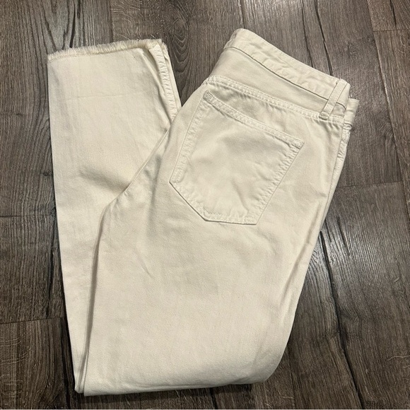 New NWOT We The Free People Mid Rise Jeans Ivory Sz 27 Raw Hem Edge Boho Button - Picture 7 of 10